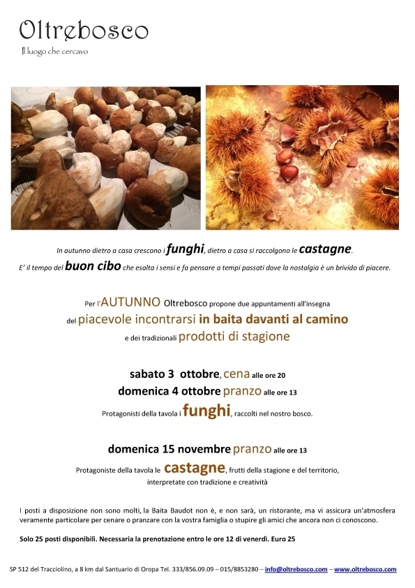 GLI APPUNTAMENTI D'AUTUNNO - oltrebosco