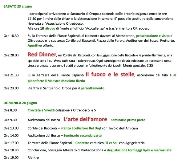 Seminario - il programma - oltrebosco